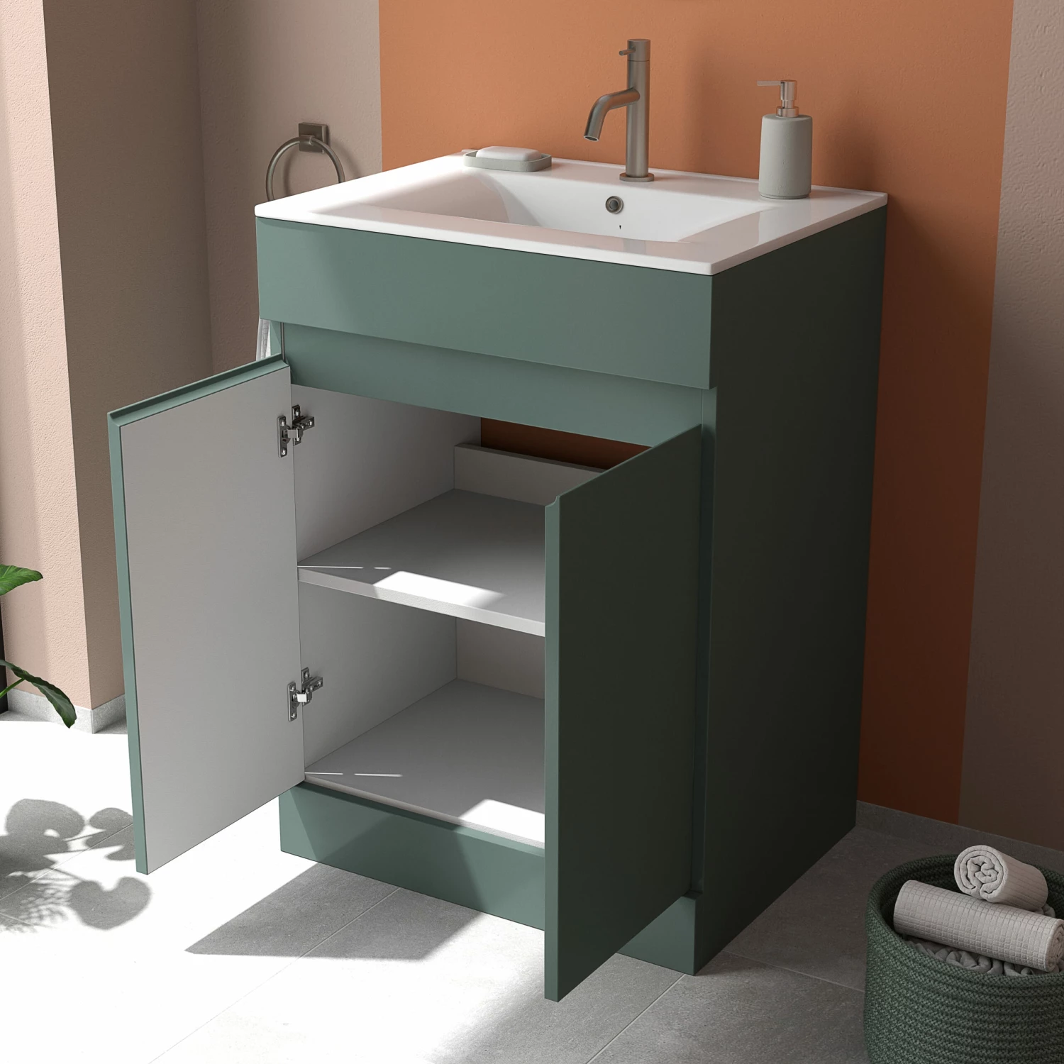 Dylan 600mm Floorstanding Vanity Unit & Basin - Blue 14 Dylan 600mm Floorstanding Vanity Unit & Basin - Blue - Image 12