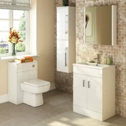 Jack Minimalist 600mm White Gloss Floor Standing Vanity Unit & Basin -TAP WAREHOUSE Shop eden 600 minimalist hero 2