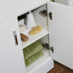 Jack Minimalist 600mm White Gloss Floor Standing Vanity Unit & Basin -TAP WAREHOUSE Shop eden inside of cabinet