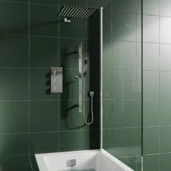 Elijah Concealed Shower Valve With 400mm Fixed Head, 360mm Ceiling Shower Arm, Slide Rail Kit & Overflow Bath Filler