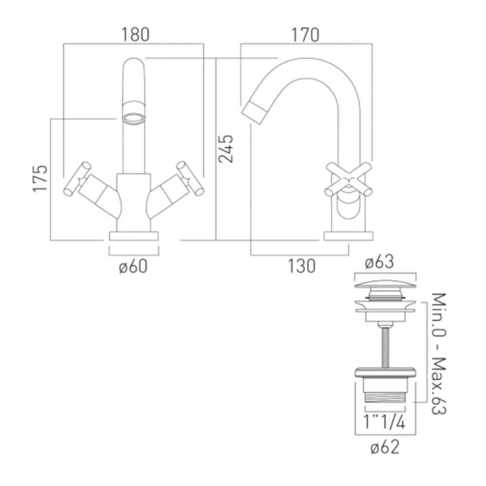 Vado Elements Water Basin Mixer With Clicker Waste 7 Vado Elements Water Basin Mixer With Clicker Waste - Image 5