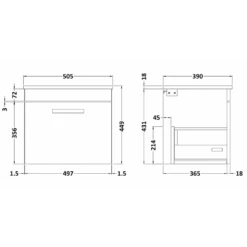 Emily 500mm Wall Mounted Natural Oak 1 Drawer Unit -TAP WAREHOUSE Shop emily 500 wall 1 drawer unit countertop technical