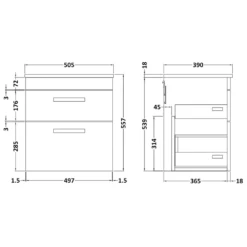 Emily 500mm Wall Mounted Natural Oak 2 Drawer Unit And Hudson Reed Round Countertop Basin -TAP WAREHOUSE Shop emily 500 wall 2 drawer unit countertop technical