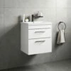 Emily 500mm Wall Mounted 2 Drawer Vanity Unit & Minimalist Basin - Gloss White -TAP WAREHOUSE Shop emily 500 wall 2drawer vanity unit basin white
