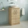 Emily 500mm Floorstanding Unit And Countertop - Gloss White - Square Hudson Reed Countertop Basin -TAP WAREHOUSE Shop emily 500mm floor unit and countertop natural oak