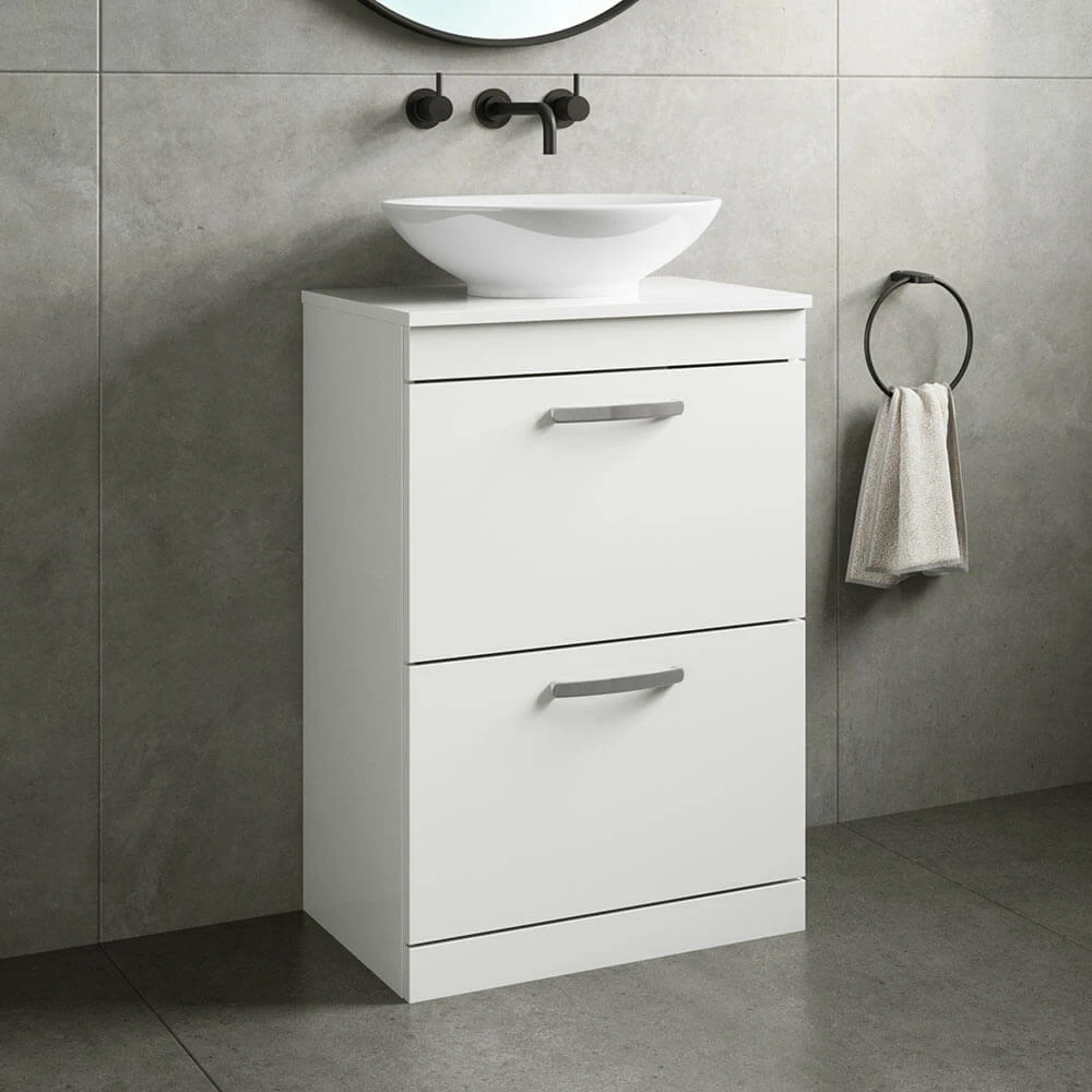 Emily 600mm Floorstanding 2 Drawer Unit In Natural Oak And Alana 460mm Countertop Basin 4 Emily 600mm Floorstanding 2 Drawer Unit In Natural Oak And Alana 460mm Countertop Basin - Image 2