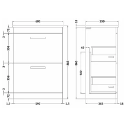 Emily 600mm Floorstanding 2 Drawer Unit In Natural Oak And Alana 460mm Countertop Basin 27 Emily 600mm Floorstanding 2 Drawer Unit In Natural Oak And Alana 460mm Countertop Basin -TAP WAREHOUSE Shop emily 600 floor drawers unit countertop technical