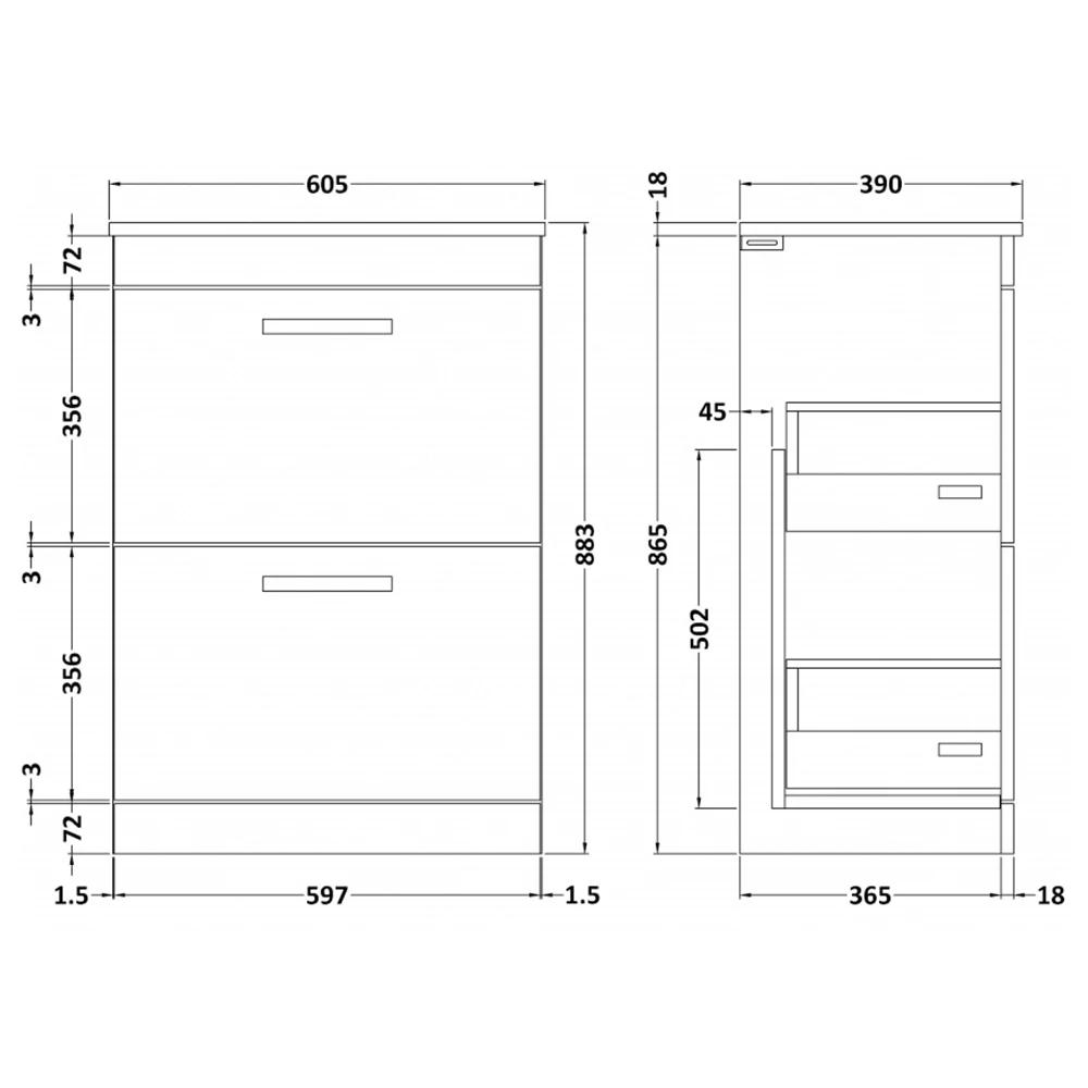 Emily 600mm Floorstanding 2 Drawer Unit In Natural Oak And Alana 460mm Countertop Basin 15 Emily 600mm Floorstanding 2 Drawer Unit In Natural Oak And Alana 460mm Countertop Basin - Image 13