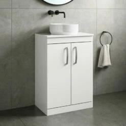 Emily 600mm Floorstanding Unit And Countertop - Natural Oak - 500mm Pura Countertop Basin