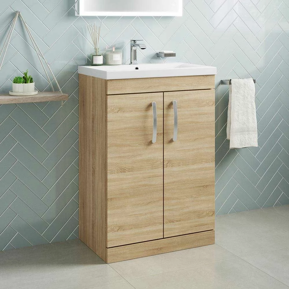 Emily 600mm Floorstanding Vanity Unit & Minimalist Basin - Natural Oak 4 Emily 600mm Floorstanding Vanity Unit & Minimalist Basin - Natural Oak - Image 2