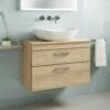 Emily 800mm Wall Mounted 2 Drawer Unit And Countertop - Gloss White - No Basin -TAP WAREHOUSE Shop emily 800 wall 2drawer unit countertop natural oak