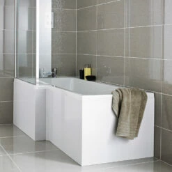 Emily L-Shaped Square End Bath Panel - Gloss Grey Mist