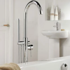Sagittarius Ergo Floor Mounted Bath Shower Mixer & No.1 Kit -TAP WAREHOUSE Shop ergo floor bsm display