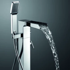 Flova Cascade Floor Standing Waterfall Bath Shower Mixer With Handset Kit 10 Flova Cascade Floor Standing Waterfall Bath Shower Mixer With Handset Kit -TAP WAREHOUSE Shop essence pic1