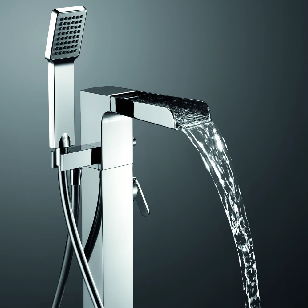Flova Cascade Floor Standing Waterfall Bath Shower Mixer With Handset Kit 6 Flova Cascade Floor Standing Waterfall Bath Shower Mixer With Handset Kit - Image 4