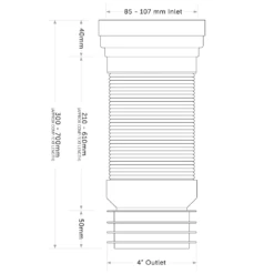 Flexible Toilet Pan Waste Connector 9 Flexible Toilet Pan Waste Connector -TAP WAREHOUSE Shop flexible toilet waste pan conector technical drawing