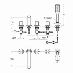 Flova Allore Deck Mounted 5 Hole Bath Shower Mixer With Pull Out Handset -TAP WAREHOUSE Shop flova allore deck mounted 5 hole bath shower mixer with handset kit technical details al5hbsm