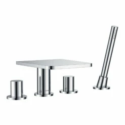 Flova Annecy 4 Hole Waterfall Bath Shower Mixer With Pull Out Handset Kit