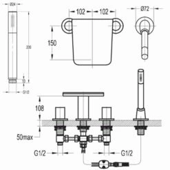 Flova Annecy 4 Hole Waterfall Bath Shower Mixer With Pull Out Handset Kit 11 Flova Annecy 4 Hole Waterfall Bath Shower Mixer With Pull Out Handset Kit -TAP WAREHOUSE Shop flova annecy 4 hole waterfall bath shower mixer with pull out handset kit an4hbsm
