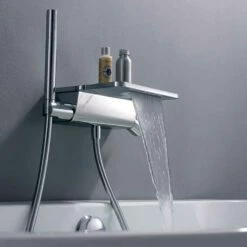 Flova Annecy Wall Mounted Waterfall Bath Shower Mixer With Handset Kit -TAP WAREHOUSE Shop flova annecy wall mounted bath shower mixer