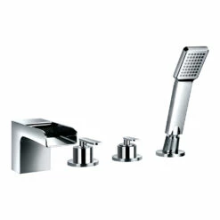 Flova Cascade 4 Hole Deck Mounted Waterfall Bath Shower Mixer With Pull Out Handset