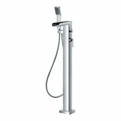 Flova Cascade Floor Standing Waterfall Bath Shower Mixer With Handset Kit