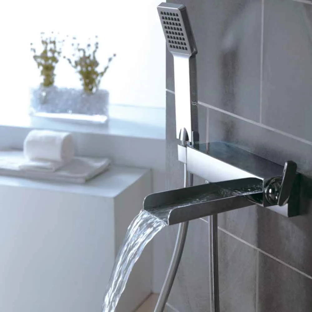 Flova Cascade Wall Mounted Waterfall Bath Shower Mixer With Handset Kit 4 Flova Cascade Wall Mounted Waterfall Bath Shower Mixer With Handset Kit - Image 2