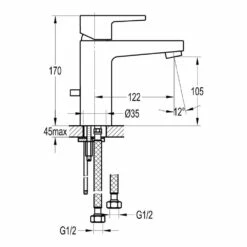 Flova Dekka Mono Basin Mixer With Clicker Waste 7 Flova Dekka Mono Basin Mixer With Clicker Waste -TAP WAREHOUSE Shop flova debas tech
