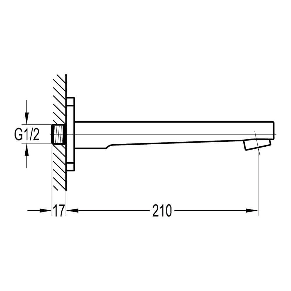 Flova Dekka Wall Mounted Bath Spout 5 Flova Dekka Wall Mounted Bath Spout - Image 3