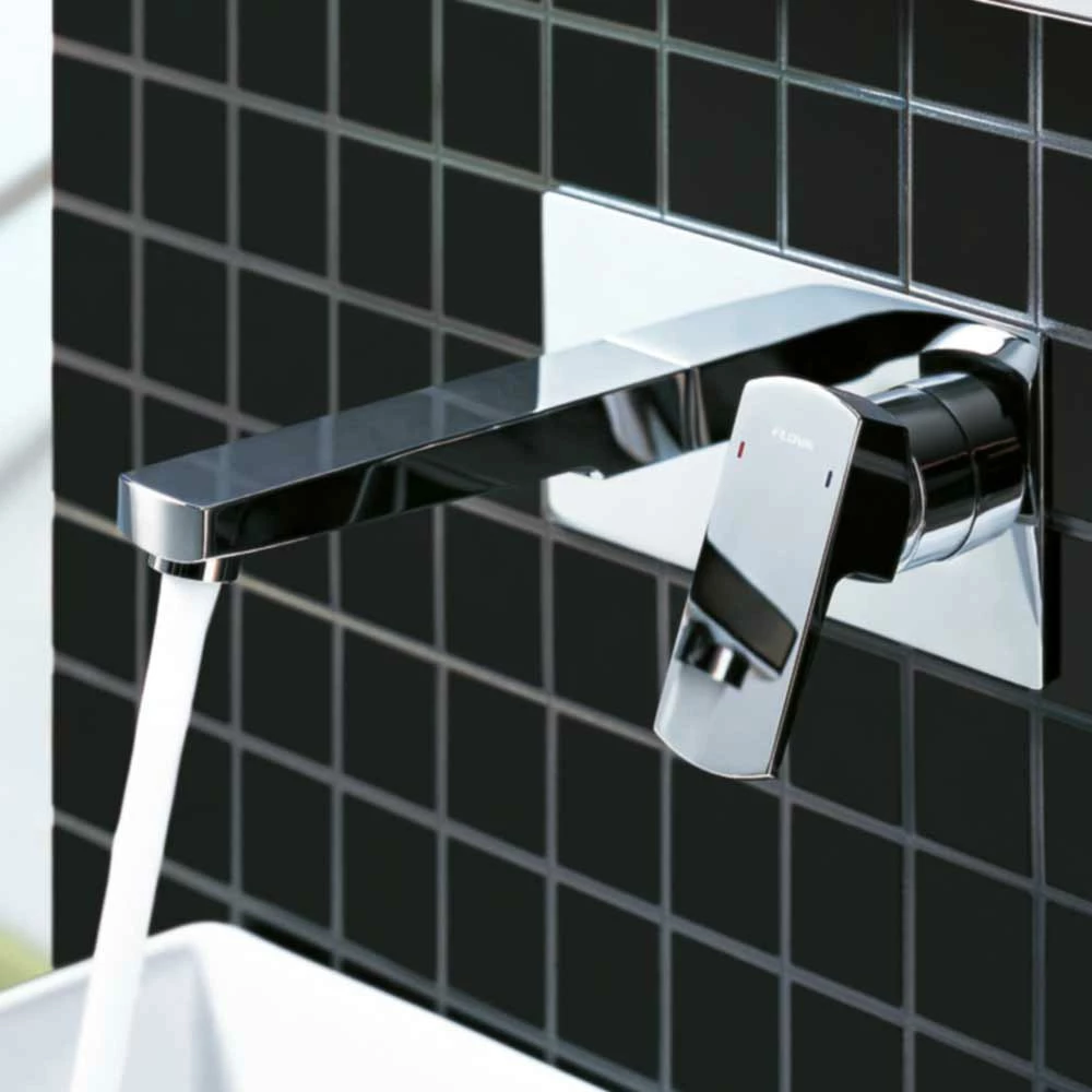 Flova Dekka Wall Mounted Basin Mixer Tap With Clicker Waste 3 Flova Dekka Wall Mounted Basin Mixer Tap With Clicker Waste