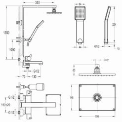 Flova Essence Thermostatic Shower Column With Handset, Overhead Shower & Diverter Bath Spout -TAP WAREHOUSE Shop flova essence thermostatic exposed shower rigid riser complete shower kit estbsmrr technical details