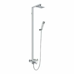 Flova Essence Thermostatic Shower Column With Handset, Overhead Shower & Diverter Bath Spout