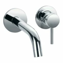 Flova Levo 2 Hole Wall Mounted Basin Mixer With Clicker Waste