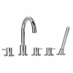 Flova Levo 5 Hole Deck Mounted Bath Shower Mixer With Pull Out Handset