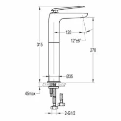 Flova Allore Tall Basin Mixer With Clicker Waste -TAP WAREHOUSE Shop flova size drawing altbas