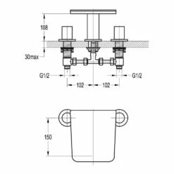 Flova Annecy 3 Hole Waterfall Bath Mixer Tap 7 Flova Annecy 3 Hole Waterfall Bath Mixer Tap -TAP WAREHOUSE Shop flova size drawing an3hbf