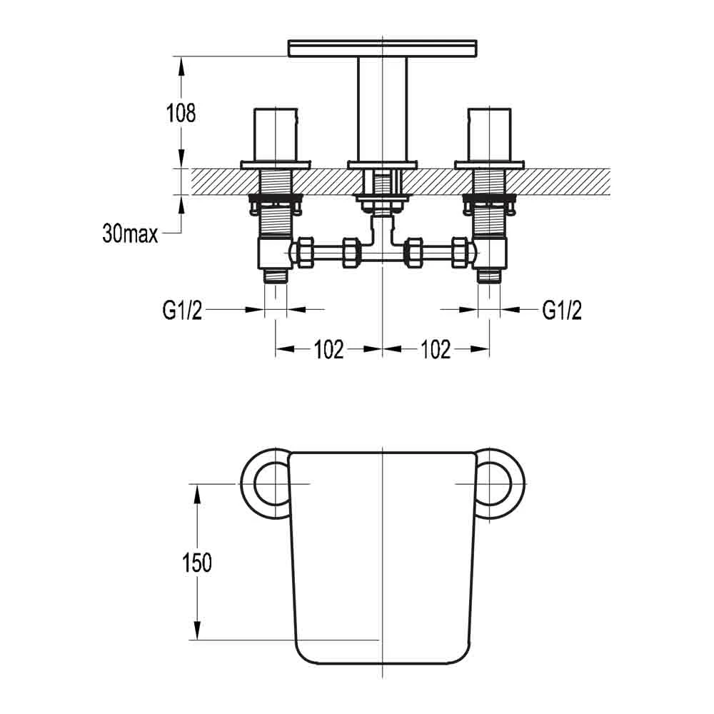 Flova Annecy 3 Hole Waterfall Bath Mixer Tap 5 Flova Annecy 3 Hole Waterfall Bath Mixer Tap - Image 3