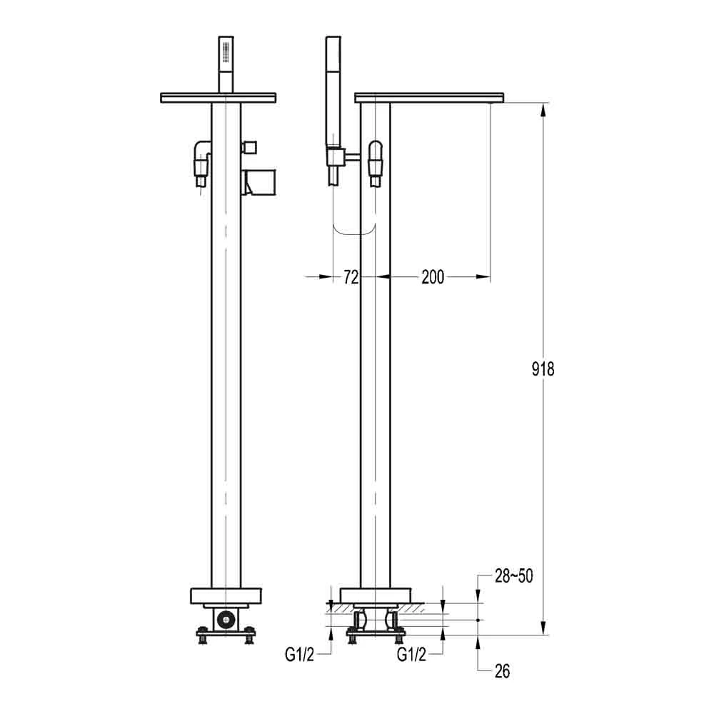 Flova Annecy Free Standing Waterfall Bath Shower Mixer Tap With Handset Kit 6 Flova Annecy Free Standing Waterfall Bath Shower Mixer Tap With Handset Kit - Image 4