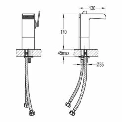 Flova Cascade Mid Height Waterfall Mono Basin Mixer With Clicker Waste 9 Flova Cascade Mid Height Waterfall Mono Basin Mixer With Clicker Waste -TAP WAREHOUSE Shop flova size drawing cambas