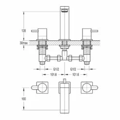 Flova Essence 3 Hole Basin Mixer With Clicker Waste 7 Flova Essence 3 Hole Basin Mixer With Clicker Waste -TAP WAREHOUSE Shop flova size drawing es3hbas