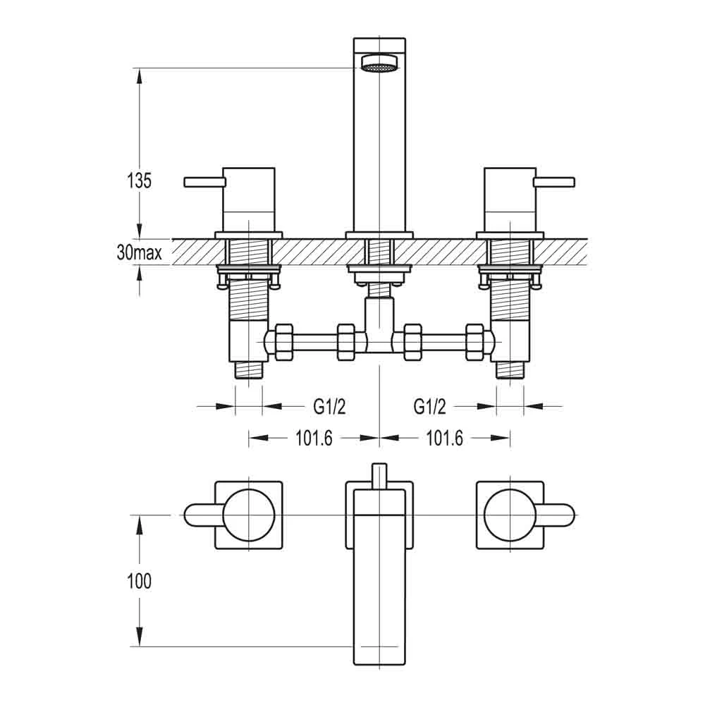 Flova Essence 3 Hole Basin Mixer With Clicker Waste 5 Flova Essence 3 Hole Basin Mixer With Clicker Waste - Image 3