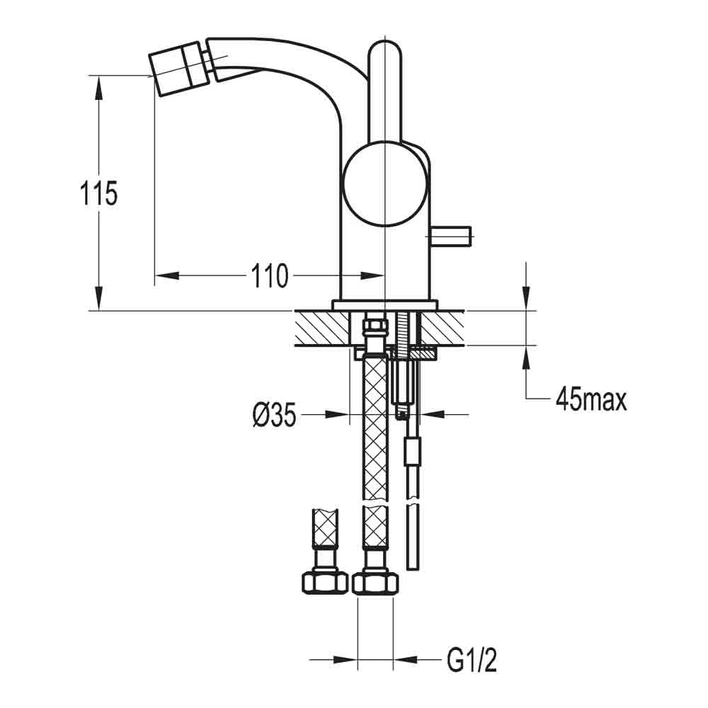 Flova Essence Mono Bidet Mixer With Clicker Waste 5 Flova Essence Mono Bidet Mixer With Clicker Waste - Image 3