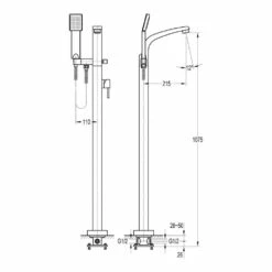Flova Essence Floorstanding Bath Shower Mixer With Handset 11 Flova Essence Floorstanding Bath Shower Mixer With Handset -TAP WAREHOUSE Shop flova size drawing esfmbsm