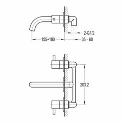 Flova Levo Concealed 3 Hole Wall Mounted Basin Mixer With Clicker Waste -TAP WAREHOUSE Shop flova size drawing lv3hwmbas