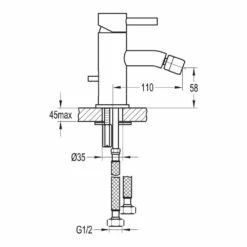Flova Levo Mono Bidet Mixer With Clicker Waste 7 Flova Levo Mono Bidet Mixer With Clicker Waste -TAP WAREHOUSE Shop flova size drawing lvbid
