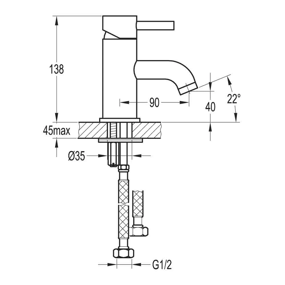 Flova Levo Small Mono Basin Mixer With Clicker Waste 4 Flova Levo Small Mono Basin Mixer With Clicker Waste - Image 2
