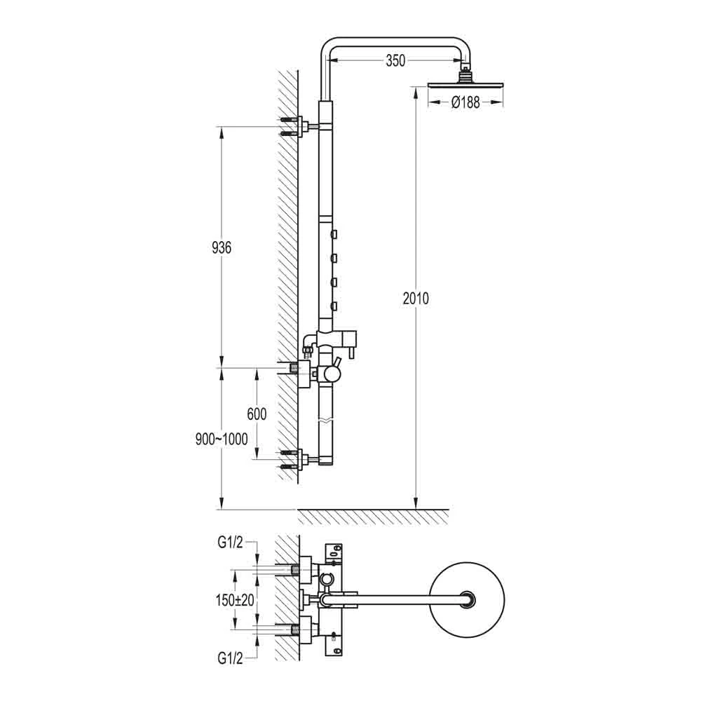 Flova Levo Complete Thermostatic Shower Set With Overhead Shower, Handset Kit & Body Jets 5 Flova Levo Complete Thermostatic Shower Set With Overhead Shower, Handset Kit & Body Jets - Image 3