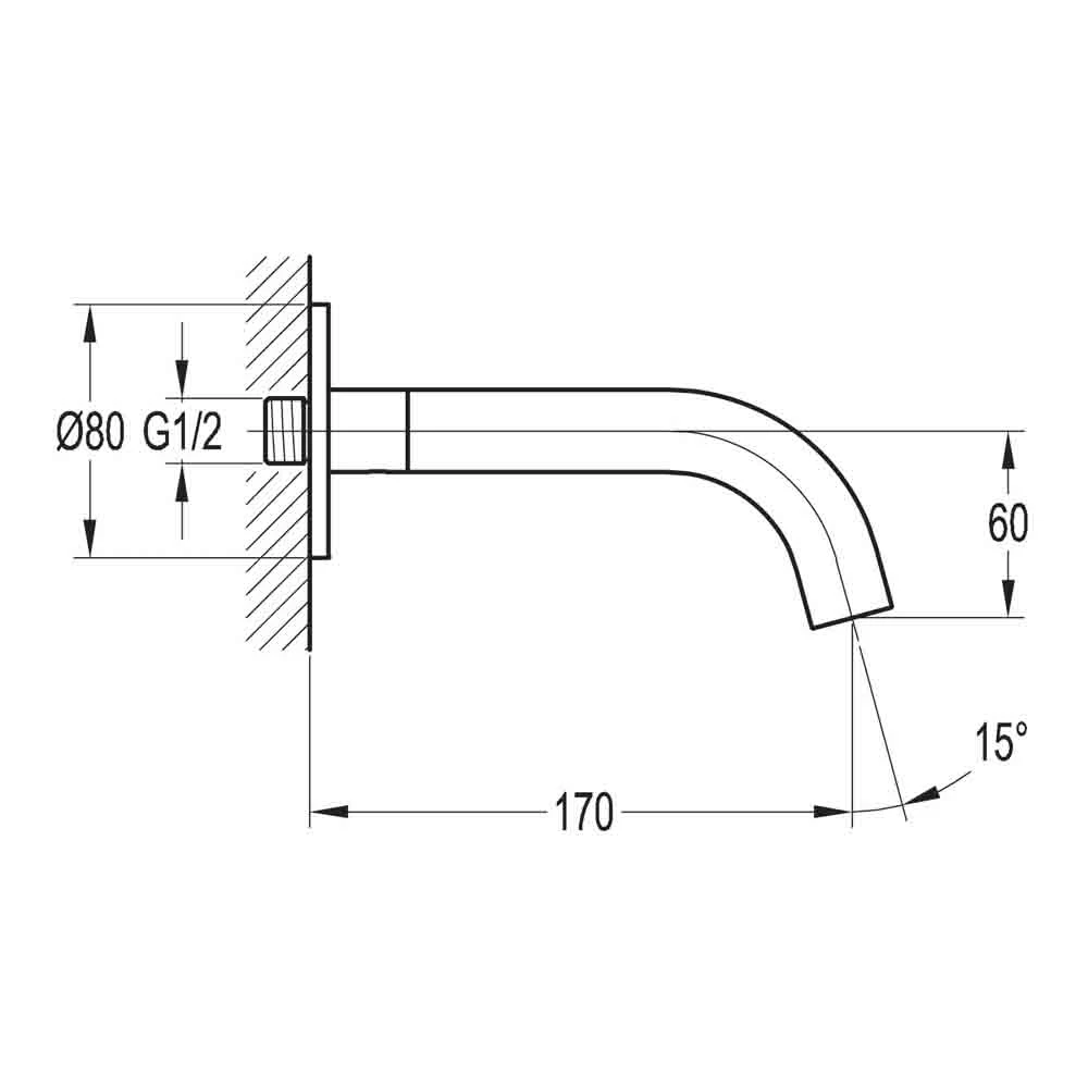 Flova Levo Wall Mounted Bath Spout 170mm 4 Flova Levo Wall Mounted Bath Spout 170mm - Image 2