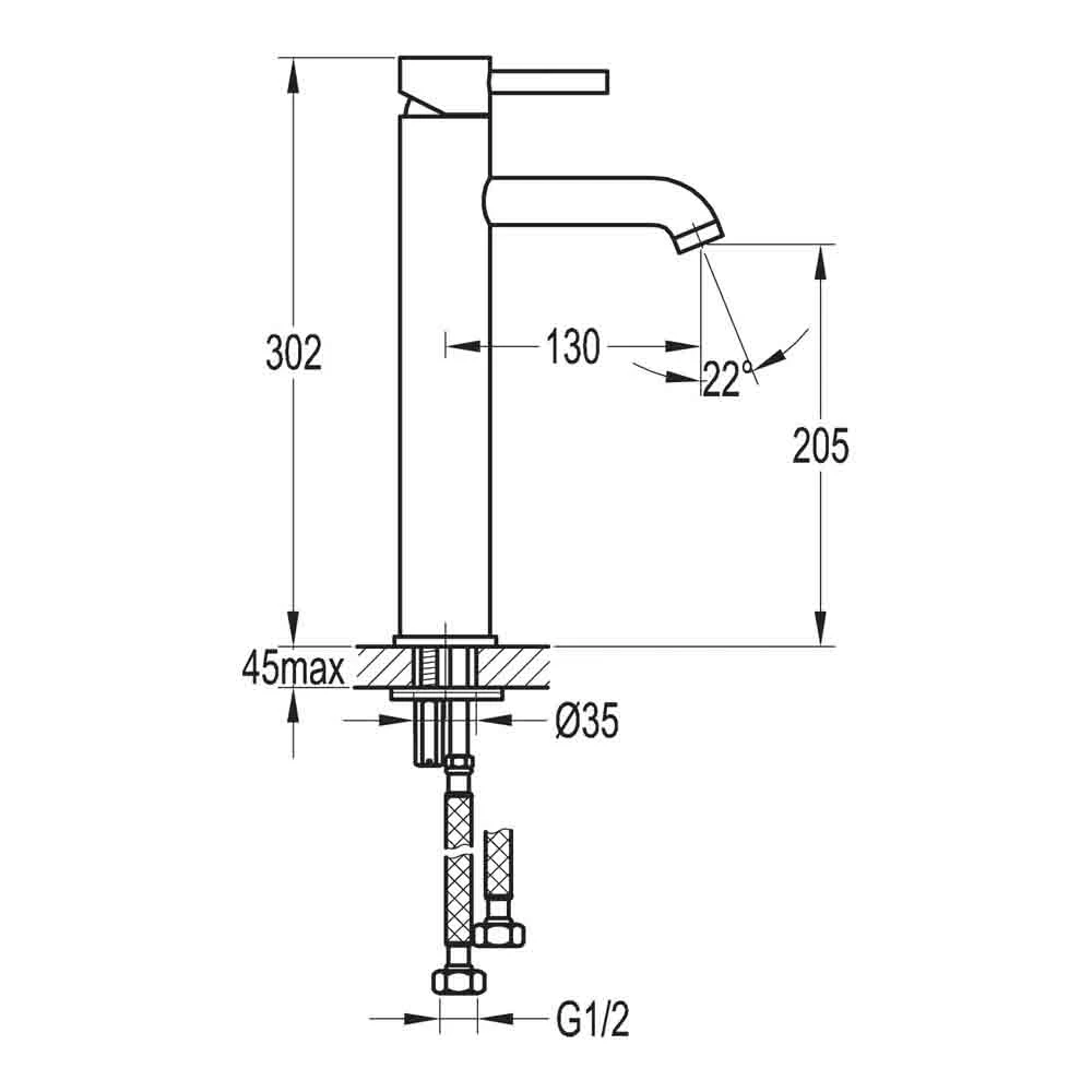 Flova Levo Tall Mono Basin Mixer With Clicker Waste 5 Flova Levo Tall Mono Basin Mixer With Clicker Waste - Image 3