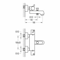 Flova Levo Exposed Thermostatic Wall Mounted Bath Shower Mixer -TAP WAREHOUSE Shop flova size drawing lvtbsmwm